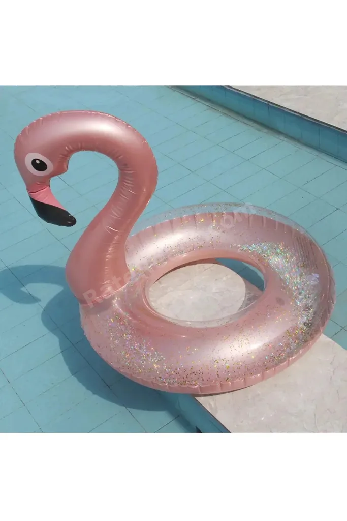 Çocuk Simidi 3-9 Yaş Flamingo Pullu Kız Çocuk Havuz Deniz Oyuncağı Yüzme Simit