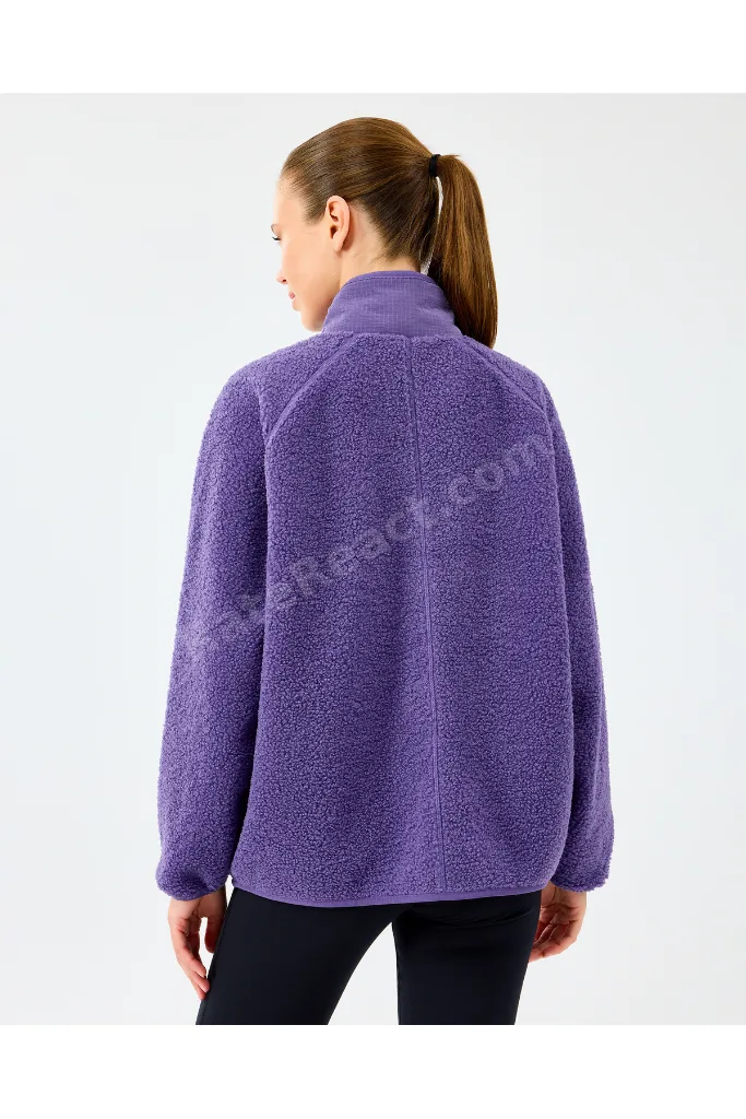 W Woven Detailed Pull Over Sherpa Kadın Mor Mont S2520218-0277
