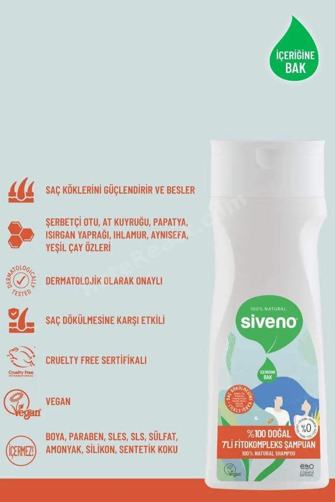 %100 Doğal Fitokompleks Şampuan 7 Bitki Yoğun Dökülme Karşıtı Dolgunlaştırıcı 300 ml X 2 Adet