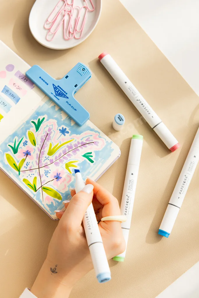 24’lü Çift Uçlu Alkol Bazlı Marker Kalem Seti – Brush + Chisel