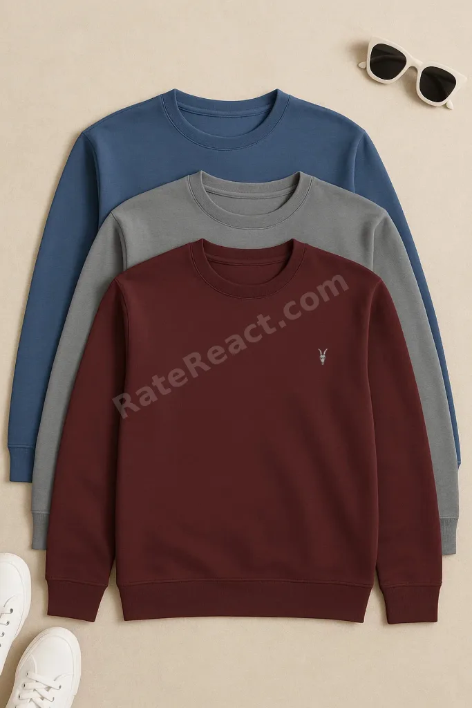 Erkek Uzun Kol Bisiklet Yaka 3 Lü Swetshirt