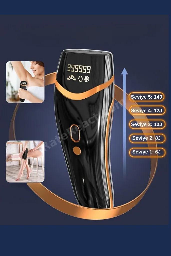 Epilasyon Ipl Lazer Tüy Alma Cihazı,yüz, Tüm Vücut, Hassas Bölge Kullanımı 999.999 Atım Siyah