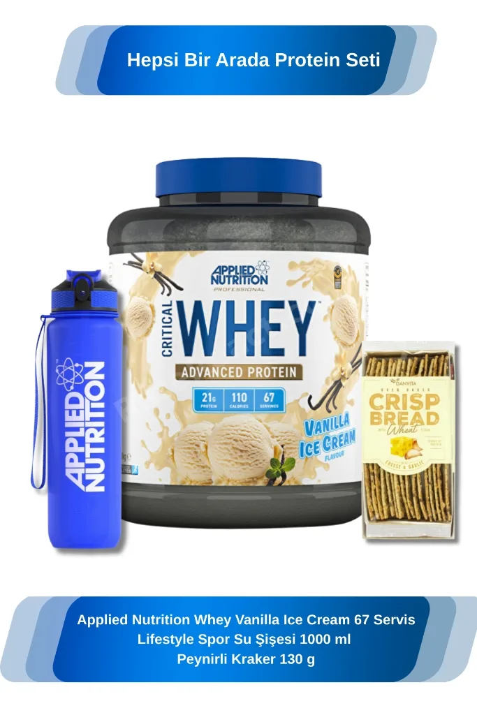 Whey Protein Vanilla Ice Cream 67 Servis Hediyeli Suluk 1000 ml Kraker 130 g