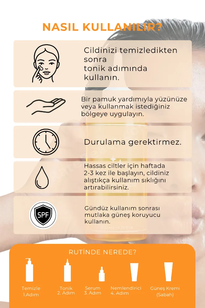 Glikolik Asit Tonik Cilt Yenileyici ve Gözenek Sıkılaştırıcı Tüm Ciltler Için