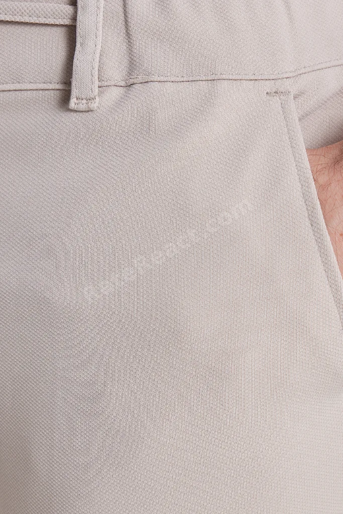 Erkek Slim Fit Dar Kesim Beli Lastikli Bağcık Detaylı Taş Pantolon