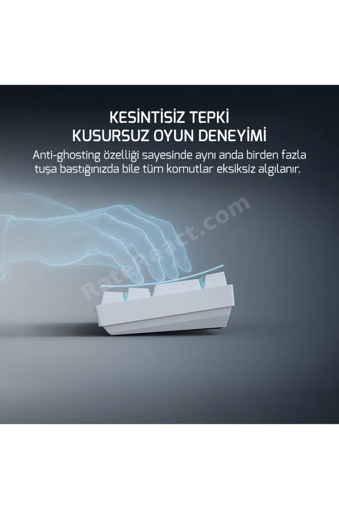 Lyra RGB 60M 62Tuş Beyaz Mekanik Kablolu Blue Switch Klavye - 3 Yıl Garantili