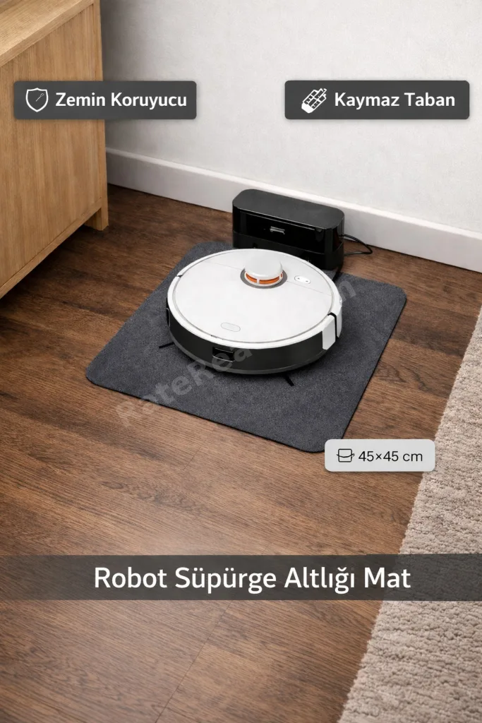 Robot Süpürge Altlığı Mat 45×45 cm – Su Geçirmez, Kaymaz Taban
