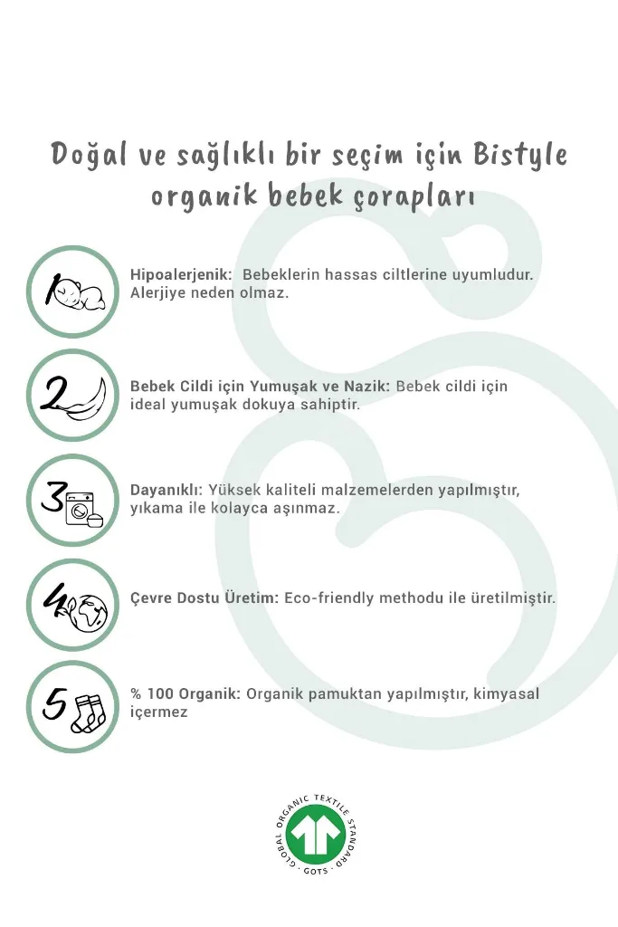 Bistil Kız Erkek Bebek Organik Basic Uzun Soket Çorap