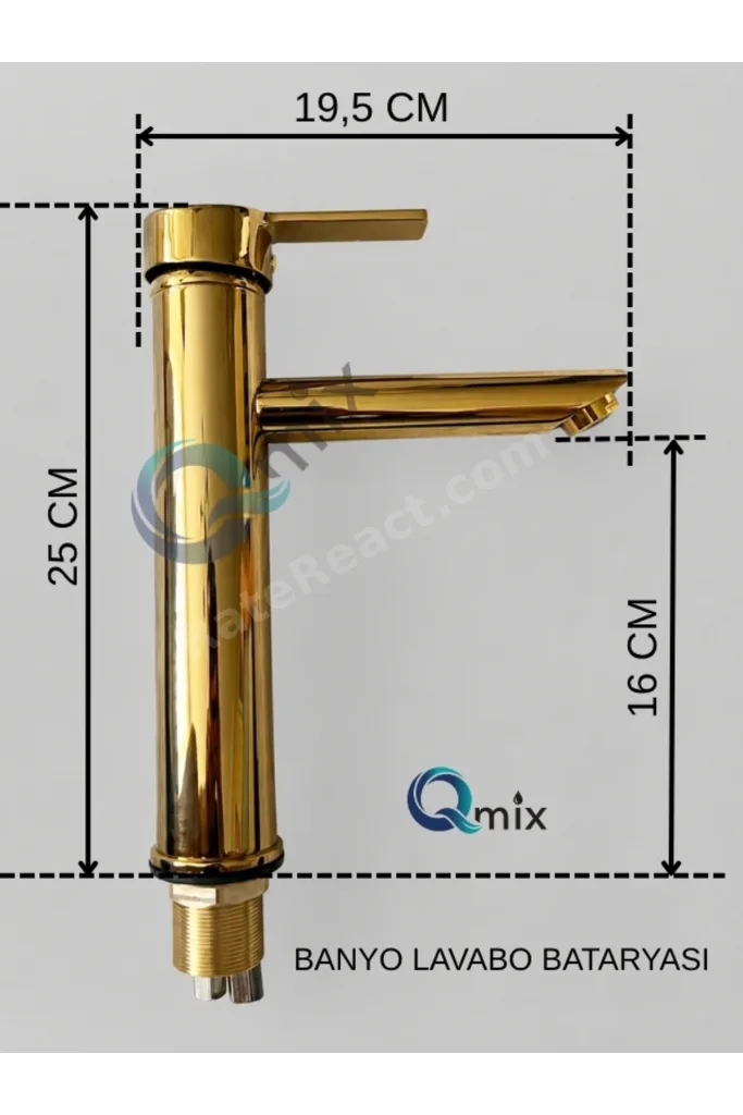 Lüks Parlak Gold Sabit Mix Aç Kapa Kısa Banyo Lavabo Bataryası – Komple Pirinç, Dayanıklı, Modern Tasarım