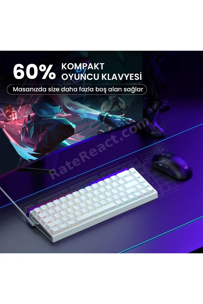 Hero 68 HE Manyetik Klavye Rapid Trigger Meteor Switch 8000Hz RGB Neon TKL Hot Swap Oyuncu Klav