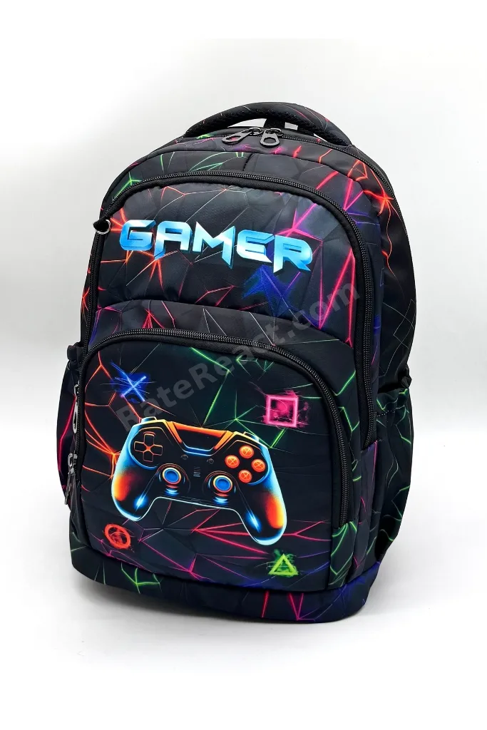 Gamer Desen Ortopedik Sırt Destekli Termal Beslenmelik ve Kalemlikli Sırt İlkokul Çantası / 2900