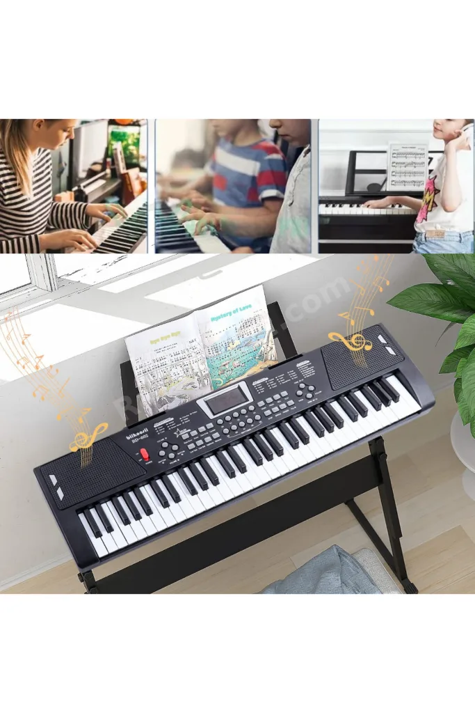61 Tuşlu Elektronik Org Piyano Mikrofonlu Işıklı Adaptör Hediye Ritimli Demolu Keyboard