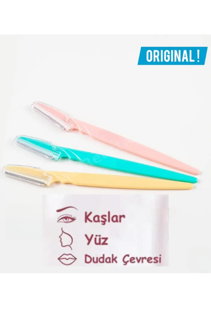 Kadın Tıraş Bıçağı Kaş Makası Yüz Usturası Seti Kaş Usturası Yüz Tüyü Alma Aleti Kaş Bıyık Alma Aleti Tırtıklı