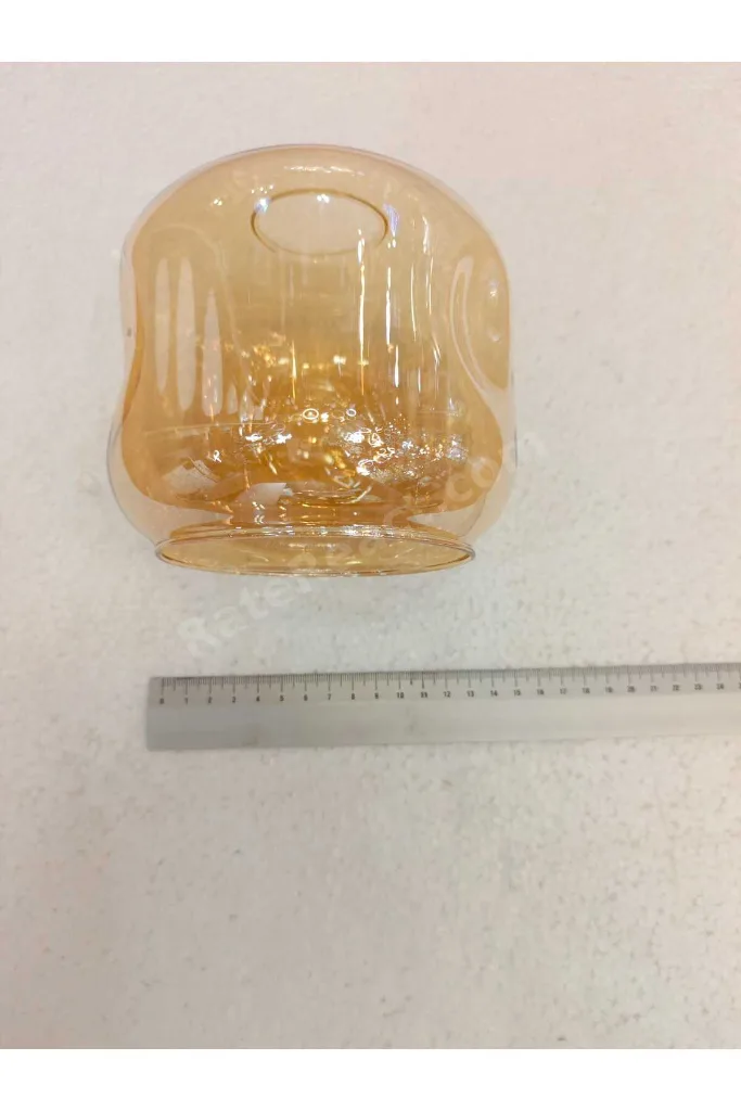 Gamzeli Vazo Avize Camı Bal Rengi(BOYU 14CM-ÇAP 15 CM)