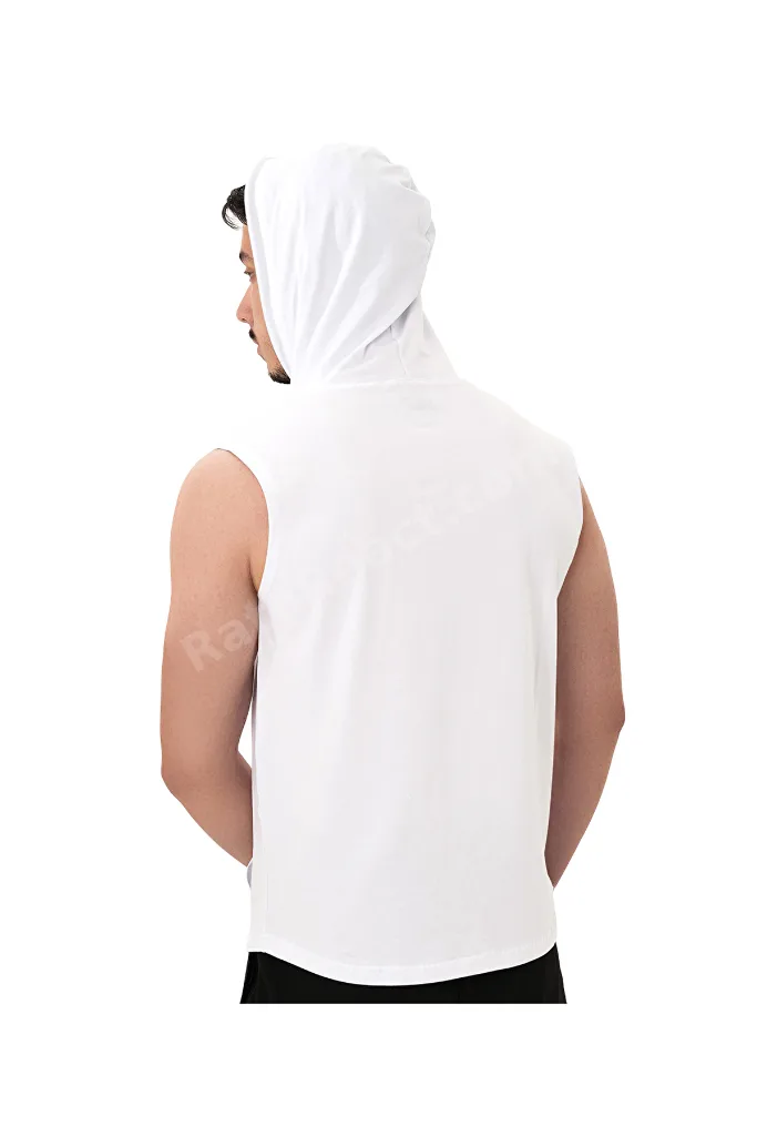 Icon Kapüşonlu Kolsuz T-Shirt Beyaz