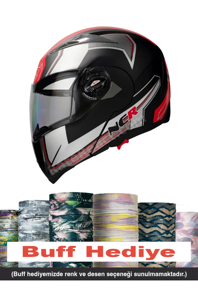 Çene Açılır Kask Kırmızı Ece Belgeli