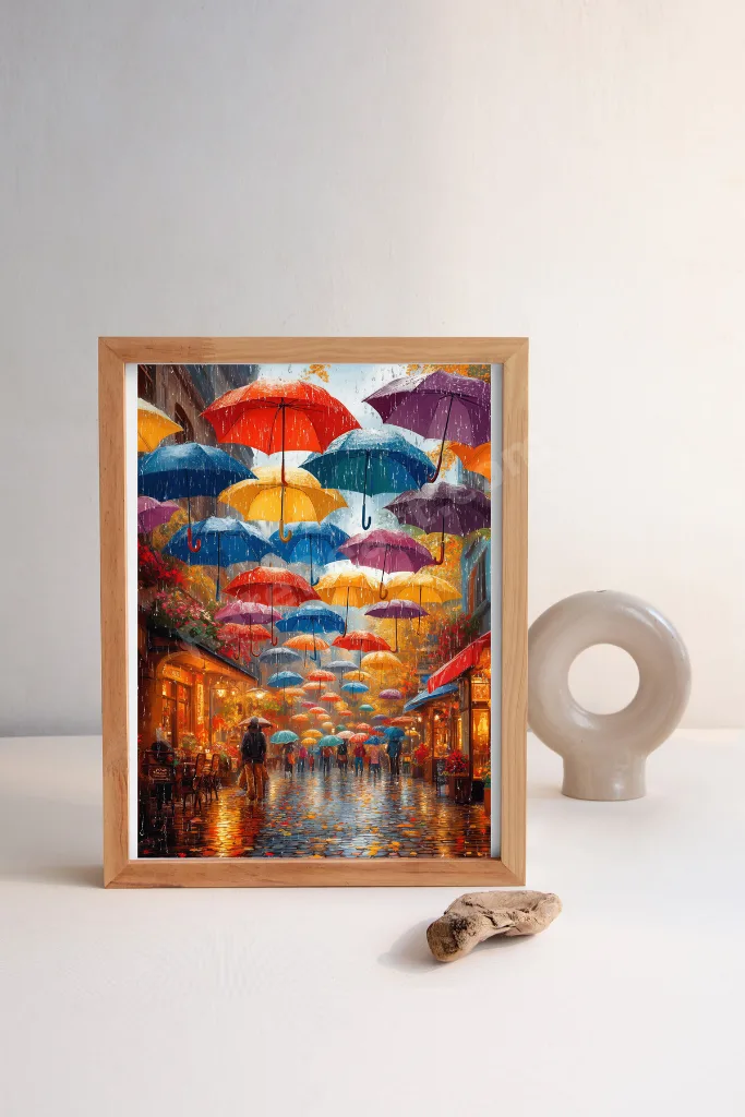 1000 Parça Puzzle - Rainy Umbrella Street (Yağmurlu Şemsiyeli Sokak)