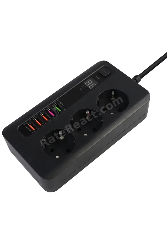 Usb'li Akıllı 3'lü Priz Akım Korumalı Zaman Ayarlı 5 Usb Uzatma Kablosu Beyaz