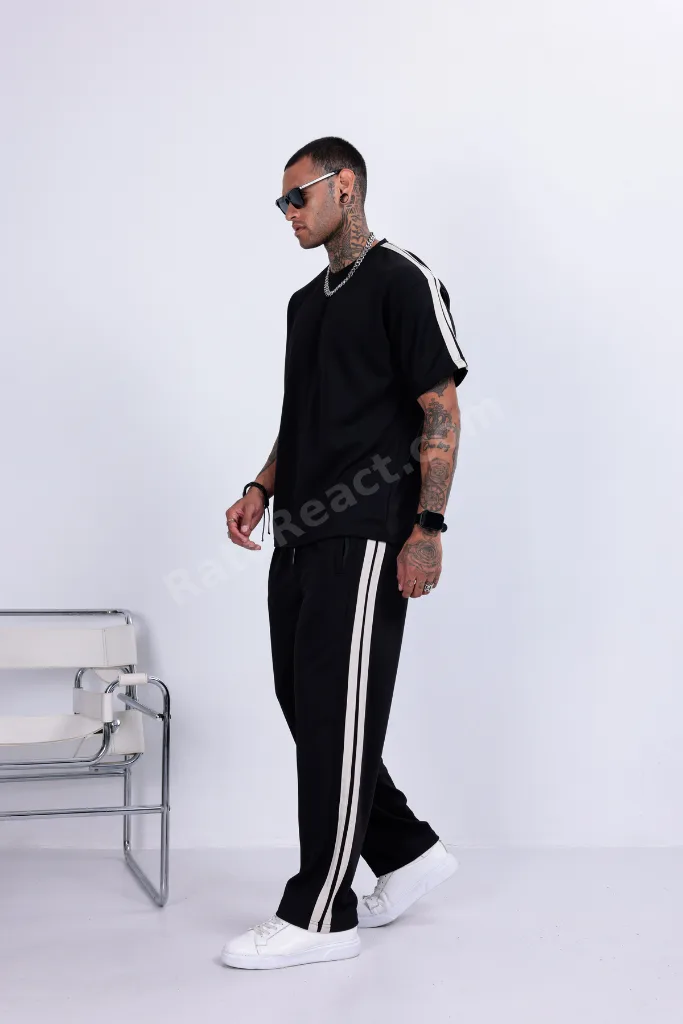 Erkek Baggy Compak Kumaş Yan Şeritli Takım