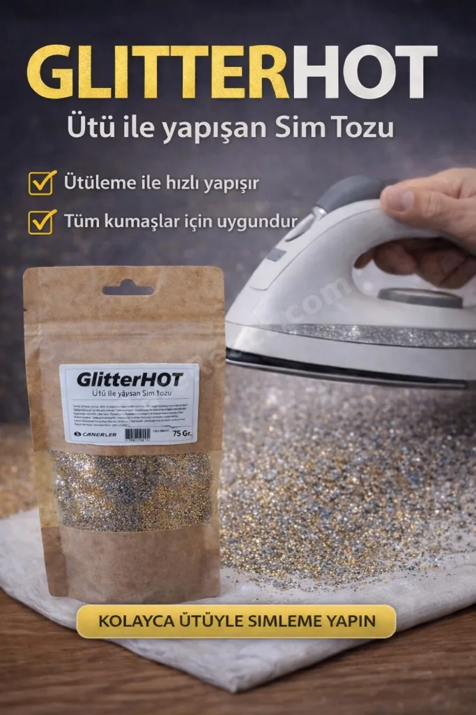 Ütü Ile Yapışan Sim Tozu 75 gr Ince Altın - Isı Ile Yapışan Toz Sim- Kumaş Simi - Hotfix Glitter