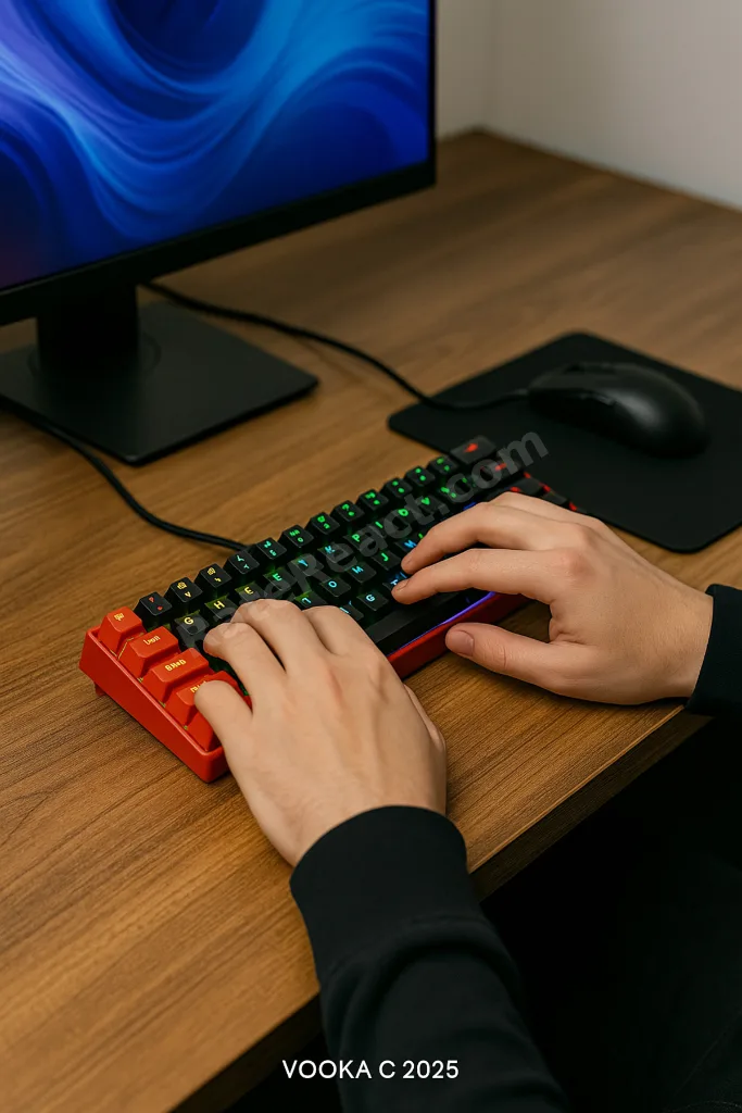 68 Tuş Red Switch RGB Mekanik Oyuncu Klavyesi – Hot Swapple, Renkli Aydınlatma Gaming Keyboard