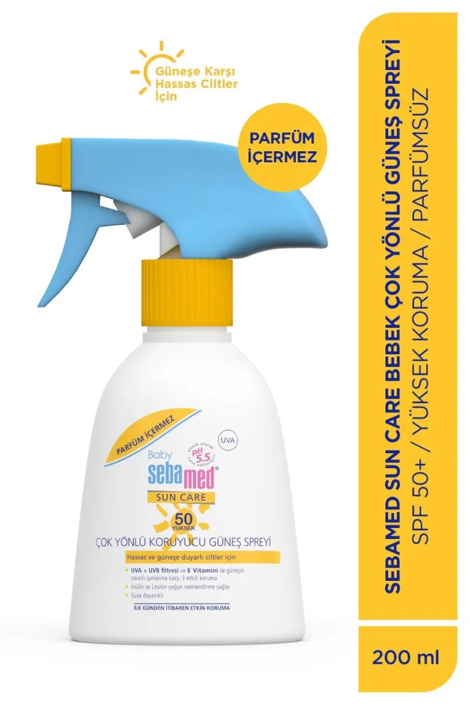 Baby SPF 50+%98 UVA Korumalı UVB Filtreli Çok Yönlü Koruyucu Bebek Güneş Spreyi 200 ML (Parfümsüz)