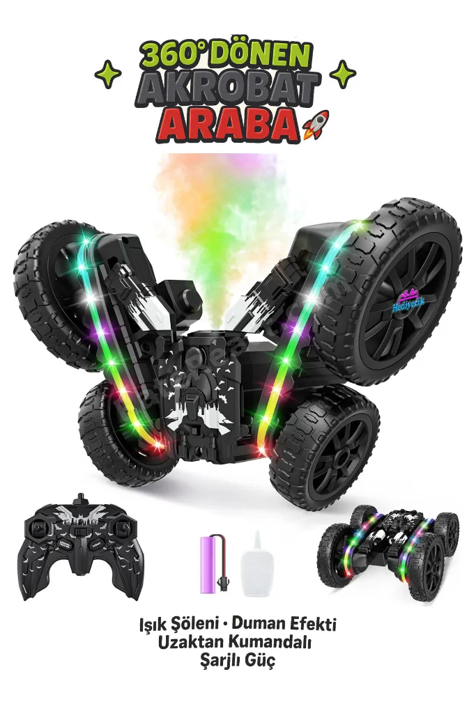 Rc 4WD Stunt 360 Derece Dönen Şarjlı Uzaktan Kumandalı Akrobatik Araba Full Fonksiyon
