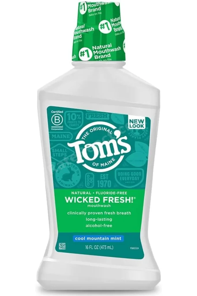 TTKTEKNOLOJİ Tom's of Maine Doğal Wicked Fresh Alkolsüz Gargara, Serin Dağ Nane Yeşili, 16 oz. (Amba