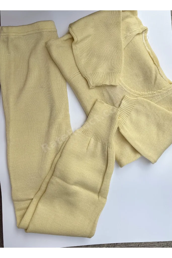 Sho Unisex Yün İçlik üst giyim takım kısa kol – Kışlık, Günlük Kullanım