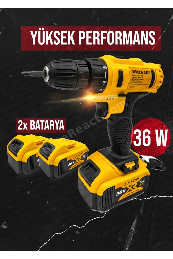 Moonshop 36 Watt 26 Parça Setli Darbesiz Matkap Çift Bataryalı 24 Ay Garantili Ürün...