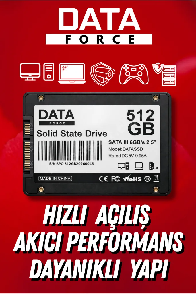 512GB SSD 2.5” SATA III – Hızlı Açılış, Sessiz