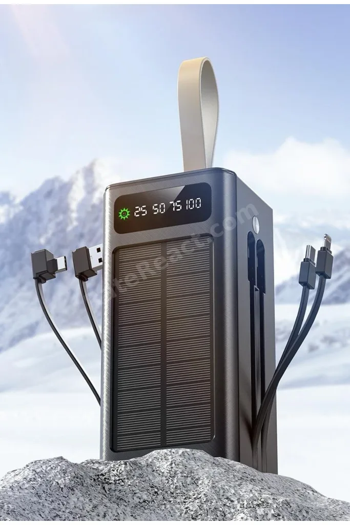 Solar 50.000 Mah Güneş Enerjili Led Işıklı Powerbank Şarj Aleti 4xUsb Çıkış Çoklu Şarj Çıkışı Kablo