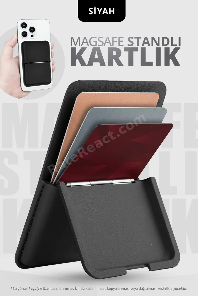 Magsafe Deri Kartlık Kılıf iPhone 12 13 14 15 16 17 Plus Pro Max Uyumlu Manyetik Standlı Pop-Up 3 Hazneli