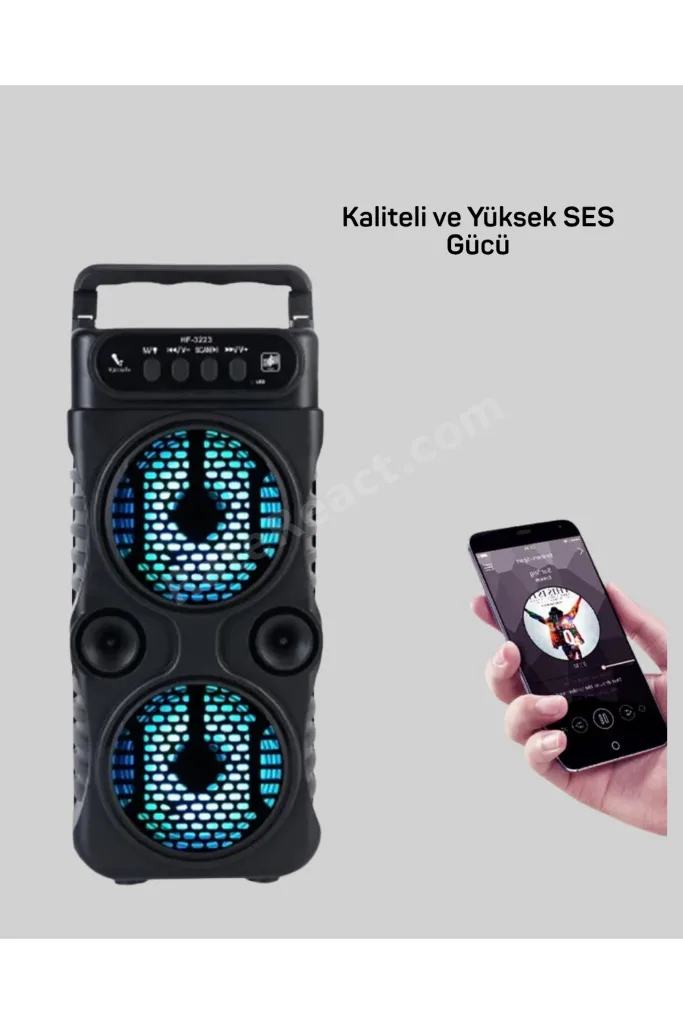 Bluetooth Bağlantılı Taşınabilir Hoparlör – Led Işıklı, Fm Radyolu, Mikrofon Girişli