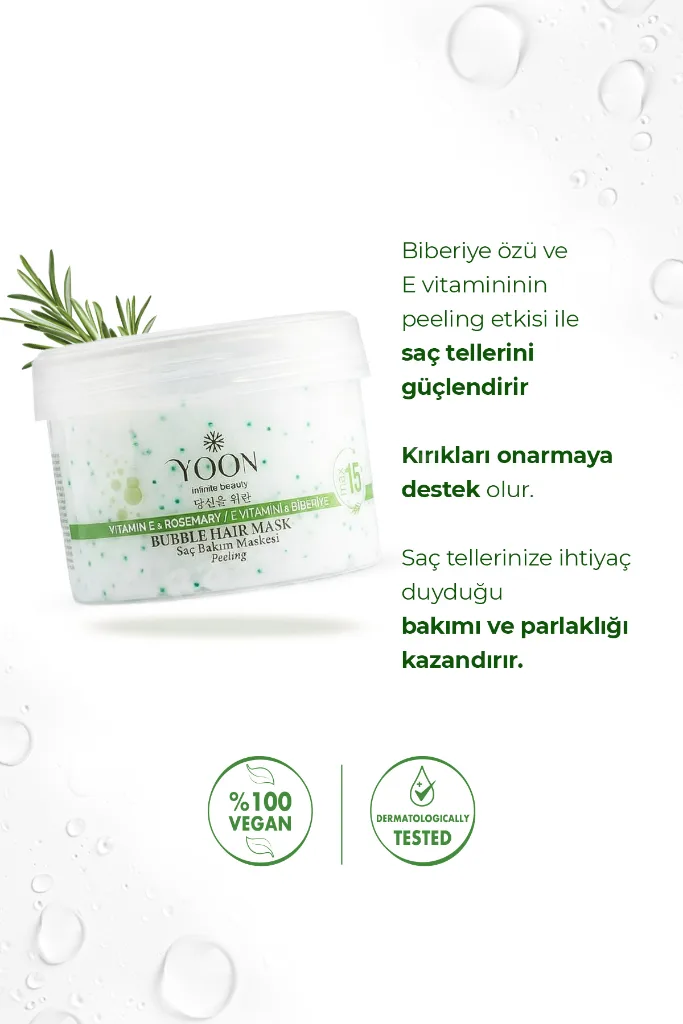 Biberiyeli Saç Maskesi, E Vitamini, Peeling Etkili, Saç Tellerini Güçlendirir, Kırık Onarır 250ml