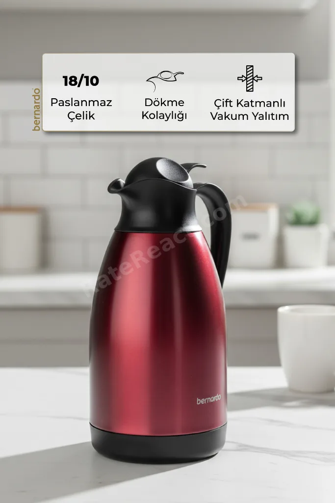 Grandio Çelik Termos Bordo 2 Litre