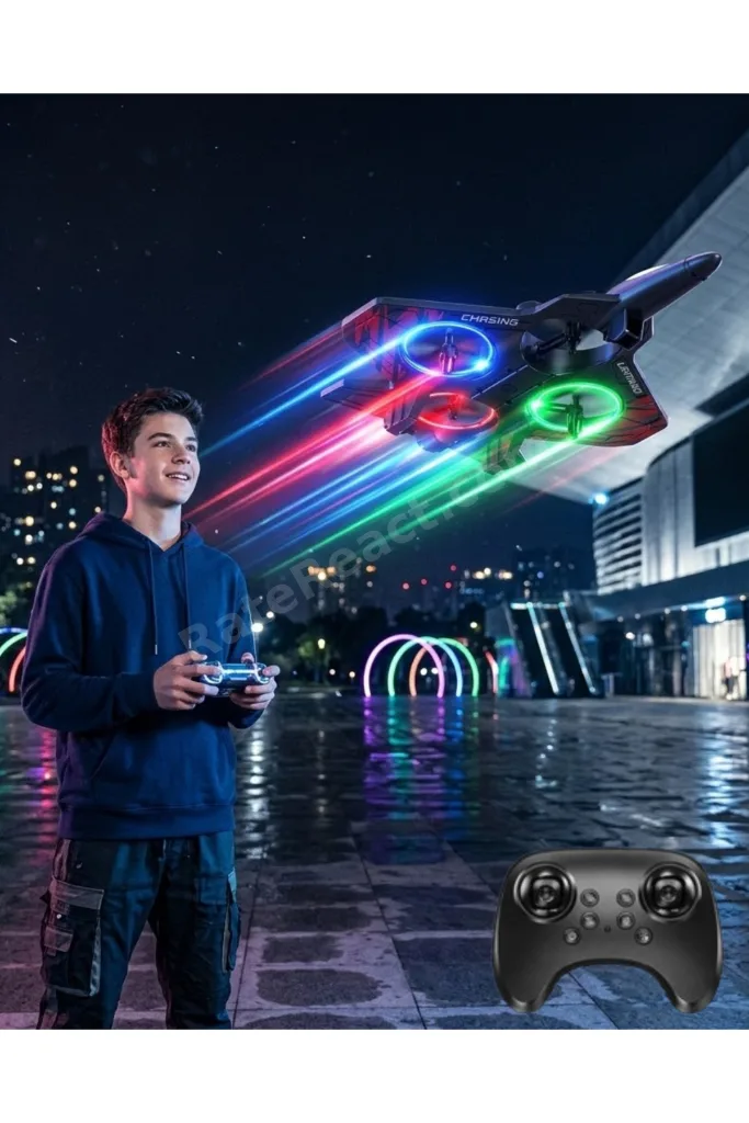 SEMEGLBL LED Işıklı Fighter Jet Tasarımlı Drone Uzaktan Kumandalı Akrobatik (204050) Oyuncak Uçak