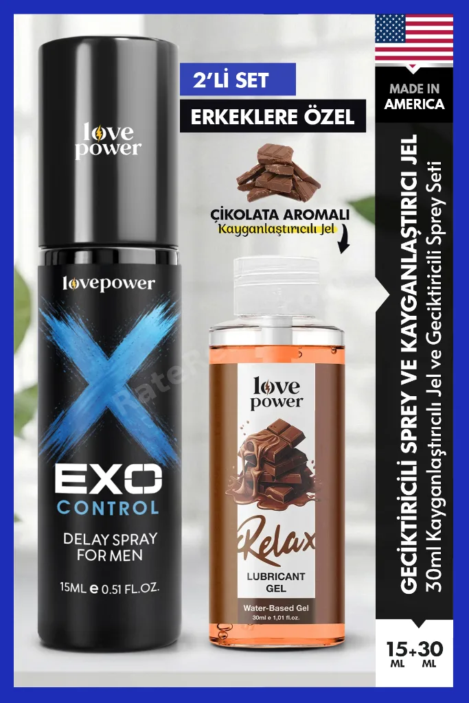 Çikolatalı Kayganlaştırıcı Jel ve Exo Control Geciktircili Premium Sprey 15ml
