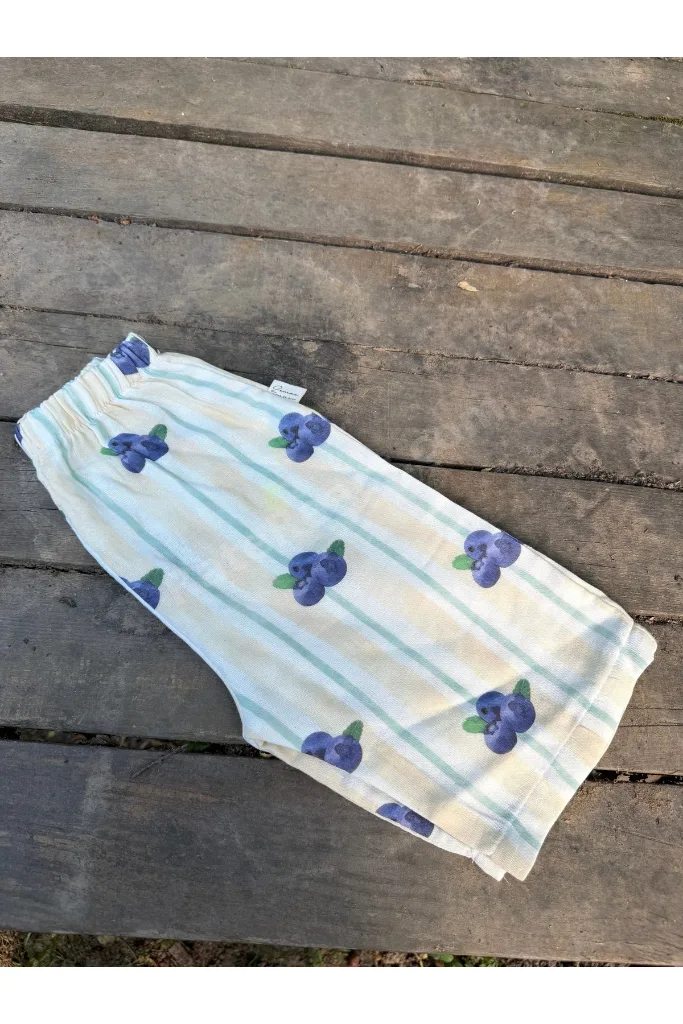 Yaban Mersini Desenli Çift Kat Müslin Oversize Alt | 0-5 Yaş