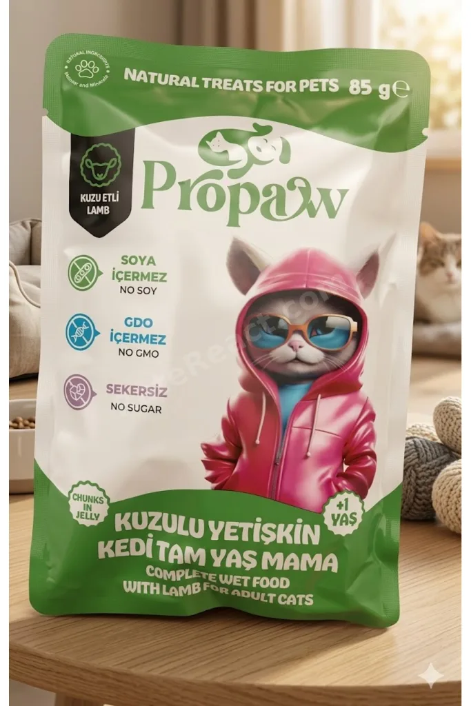 YETİŞKİN KEDİLER İÇİN KUZULU TAM BESLEYİCİ POUCH YAŞ MAMA 85 GR
