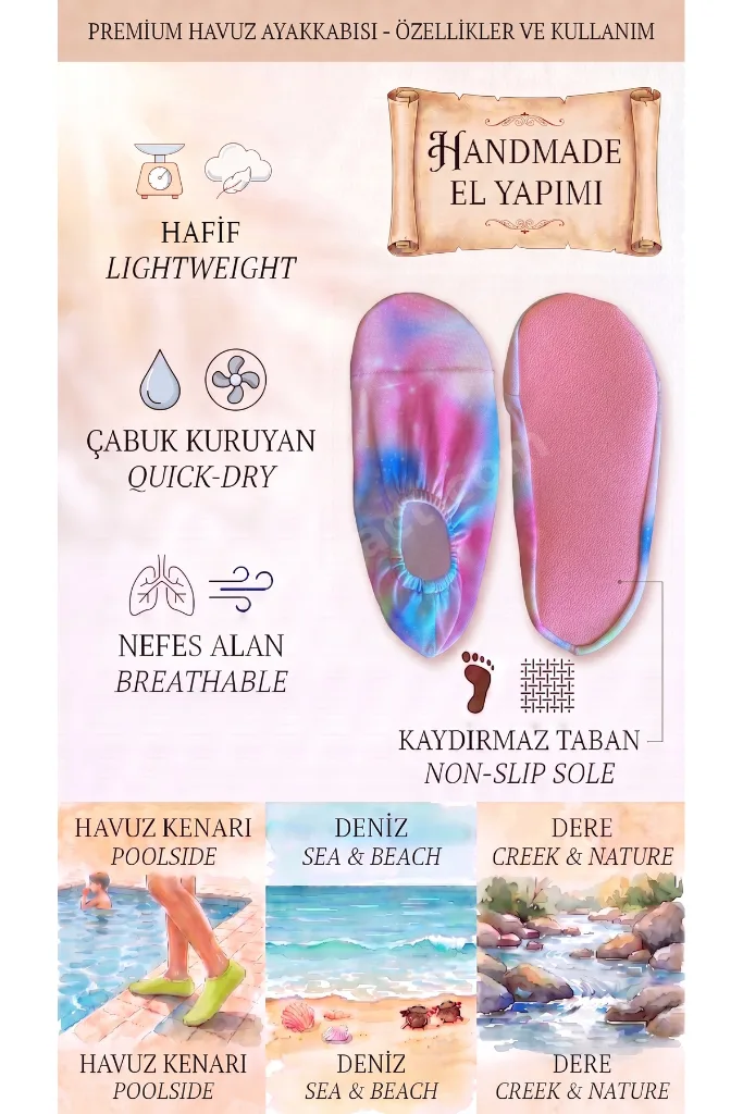 Kaydırmaz Taban Unisex Bebek Çocuk Deniz Ayakkabısı Havuz Patiği Modelleri 33-35 Numaralar