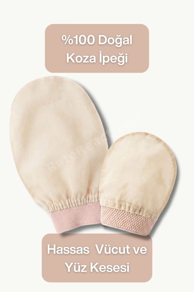 %100 Doğal Koza İpeği Kese – Hassas Ciltler İçin İpek Yüz ve Duş Kesesi | Peeling Eldiveni