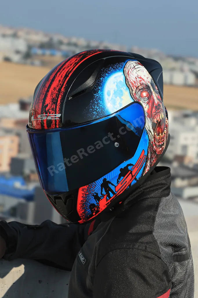 RAPID 2 RACE ZOMBIE SİYAH-KIRMIZI KASK (1 Renkli + 1 Şeffaf Vizörlü)