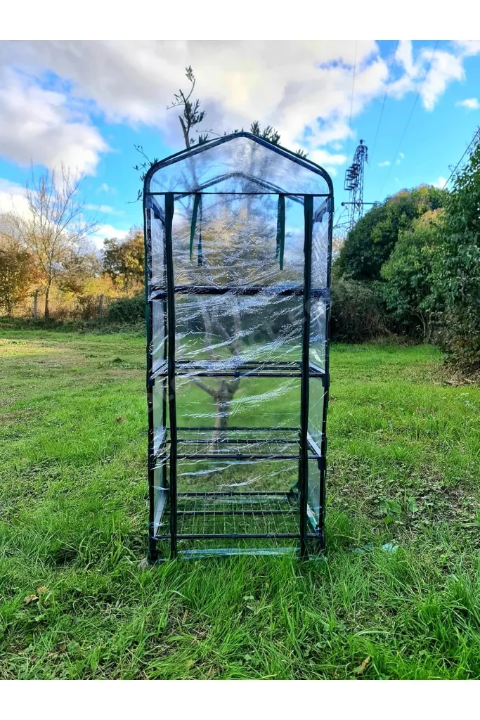 TTKTEKNOLOJİ 16040 4 Katlı Tekerlekli Portatif Şeffaf Bahçe Serası - 69cm x 49cm x 160cm TTKTEKNOLOJ