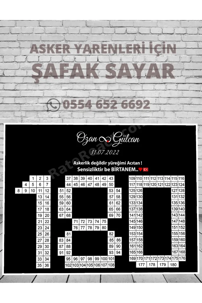 Asker Şafak Sayar Takvimi (KALIN BÜYÜK BOY ÇERÇEVESİZ)