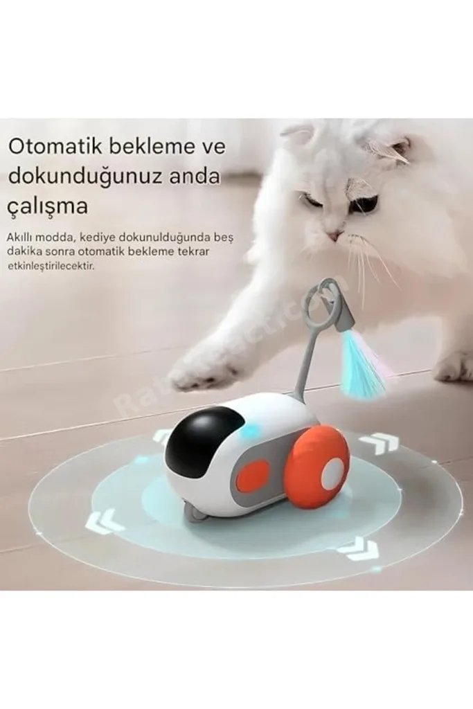 dekordelisi 2 Modlu Akıllı Kedi Oyuncağı – Otomatik ve Uzaktan Kumandalı Sessiz Oyuncak Araba | İnte