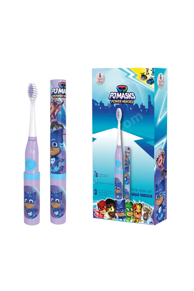 Çocuk Diş Fırçası - Pj Mask (Pijamaskeliler) Lisanslı Pilli Diş Fırçası Eğitici 3+