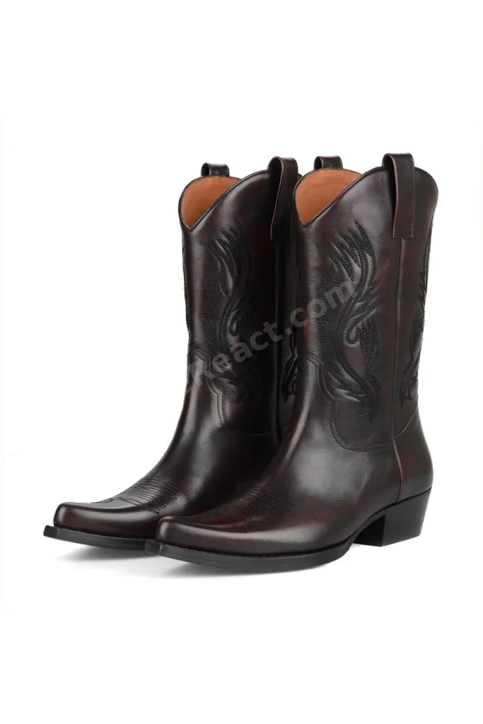 Bordo Erkek Kovboy Çizmesi