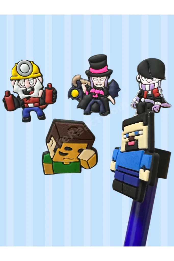 Kalem Başlığı Süsü Figürlü 5 li set brawl stars Minecraft