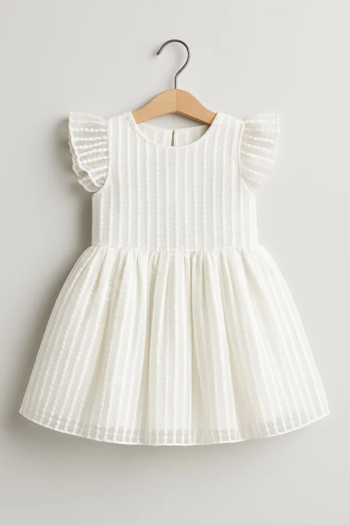 Kız Çocuk Elbise Beyaz Fırfırlı Kolsuz Detaylı Yazlık Elbise Doğum Günü Ve Partywear 3-6 Yaş
